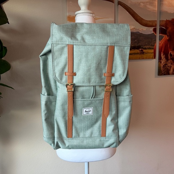 Herschel Supply Company Handbags - Herschel Supply Co. Sage Green Backpack with Tan Straps
